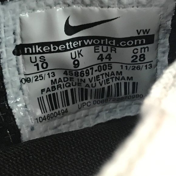 Nike White Black Canvas Sneaker Mens Lace Tie Shoe - Picture 6 of 6